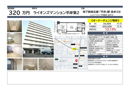 Vintage 1-Bedroom Condo Near Station in Hiragishi 2-jo 0