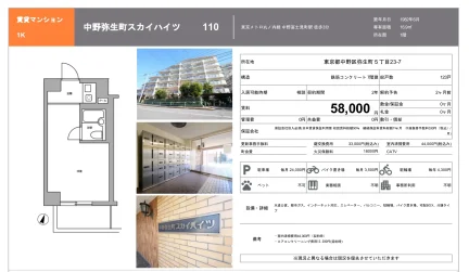 中野弥生町スカイハイツ 110号 0