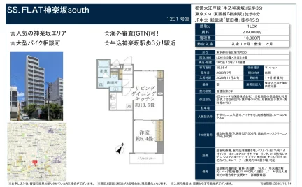 SS. FLAT神楽坂 south 1201号 0