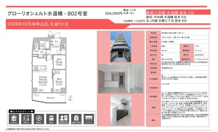 グローリオシェルト水道橋 802号室 802号 0