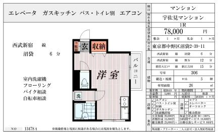 宇佐見マンション 306号 0