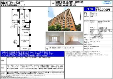 広尾ガーデンヒルズ 580,000円 0