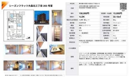 シーズンフラッツ大森北三丁目203号室 203号 0