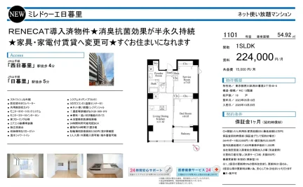 ミレドゥーエ日暮里 1101号 0