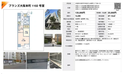 ブランズ大阪本町 1102号 0