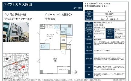 ハイツナカヤ大岡山 401号 0