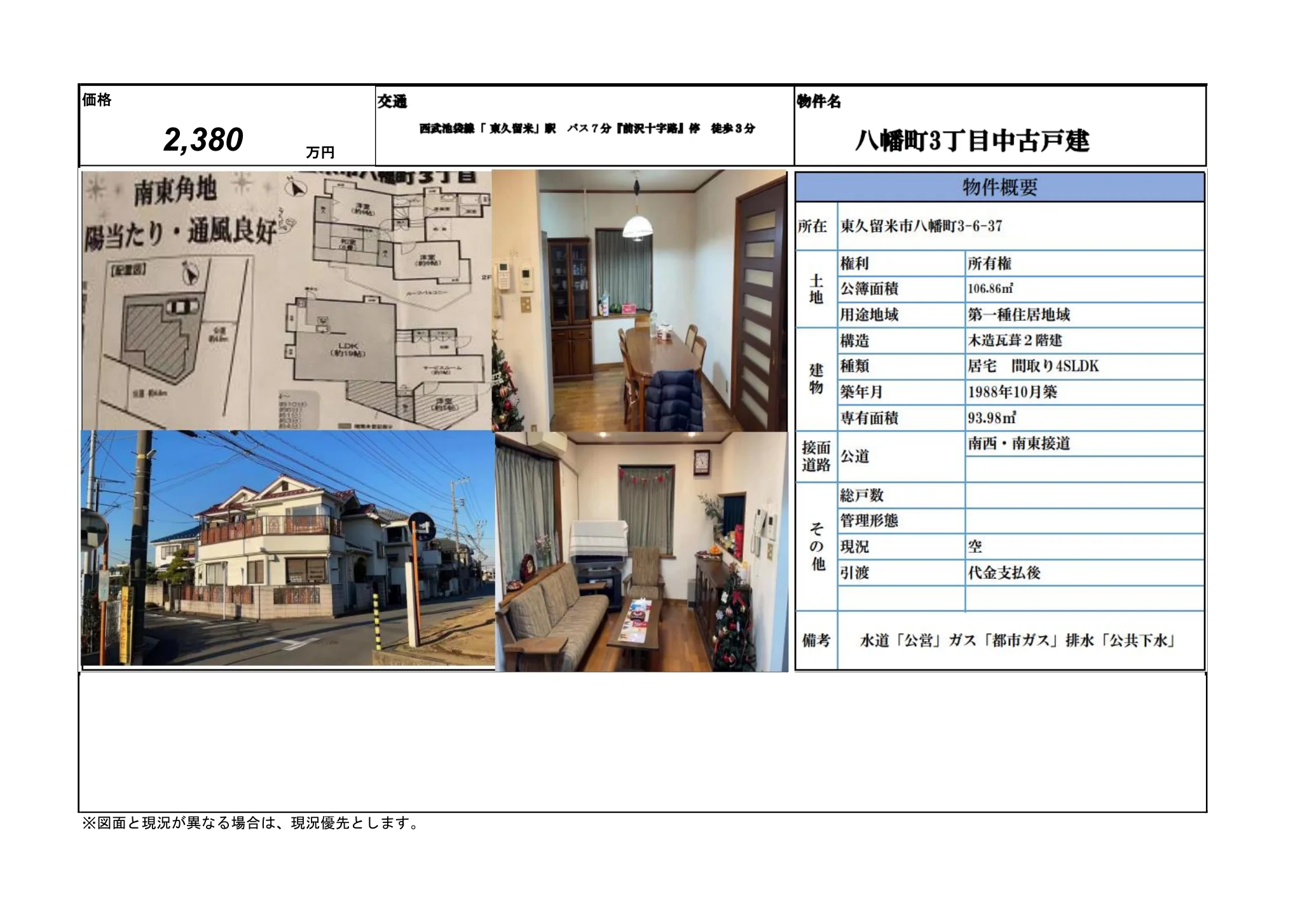 東京都東久留米市八幡町３丁目 中古戸建 0