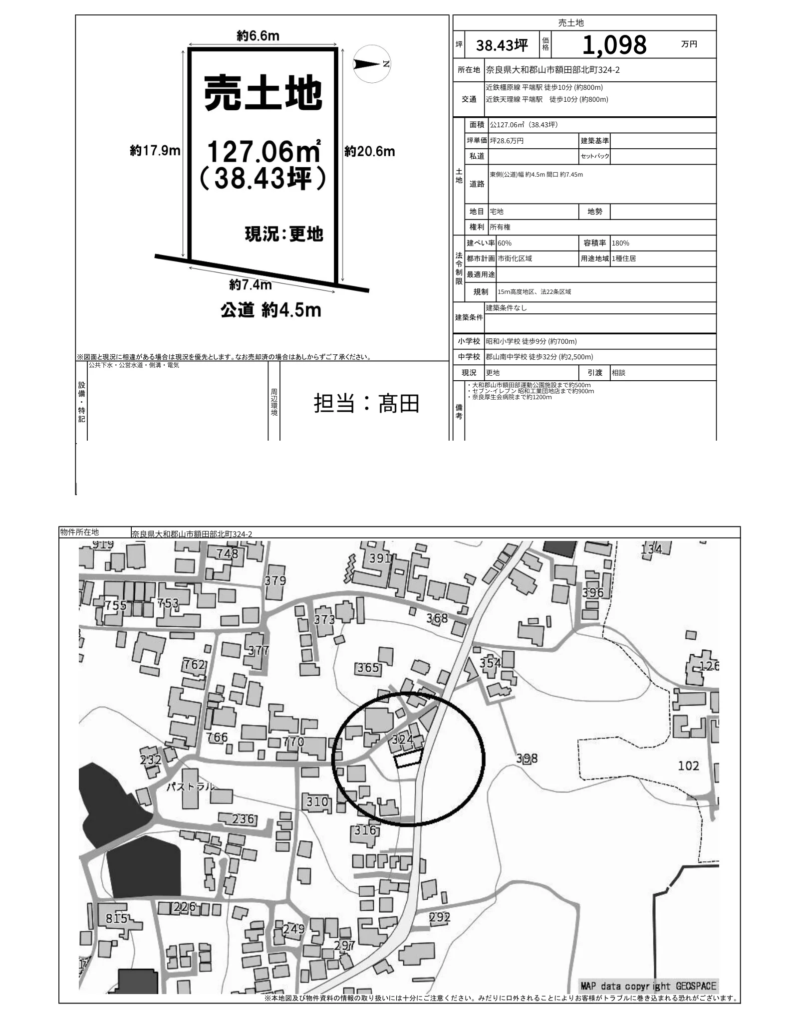 奈良県大和郡山市額田部北町 売地 0