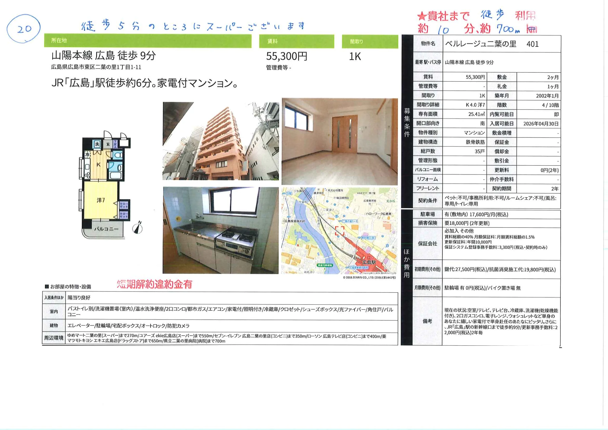 ベルレージュ二葉の里 401 401 0