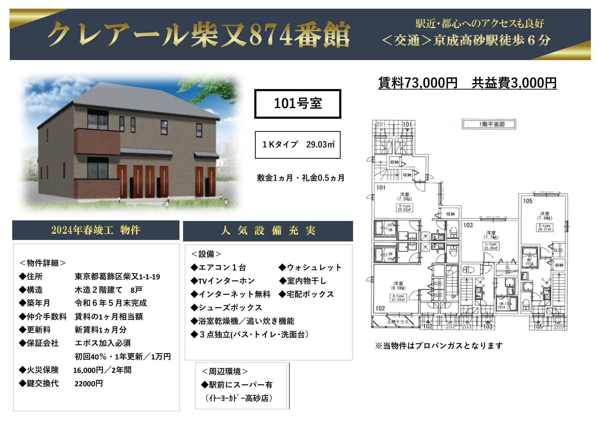クレアール柴又874番館 101号 0