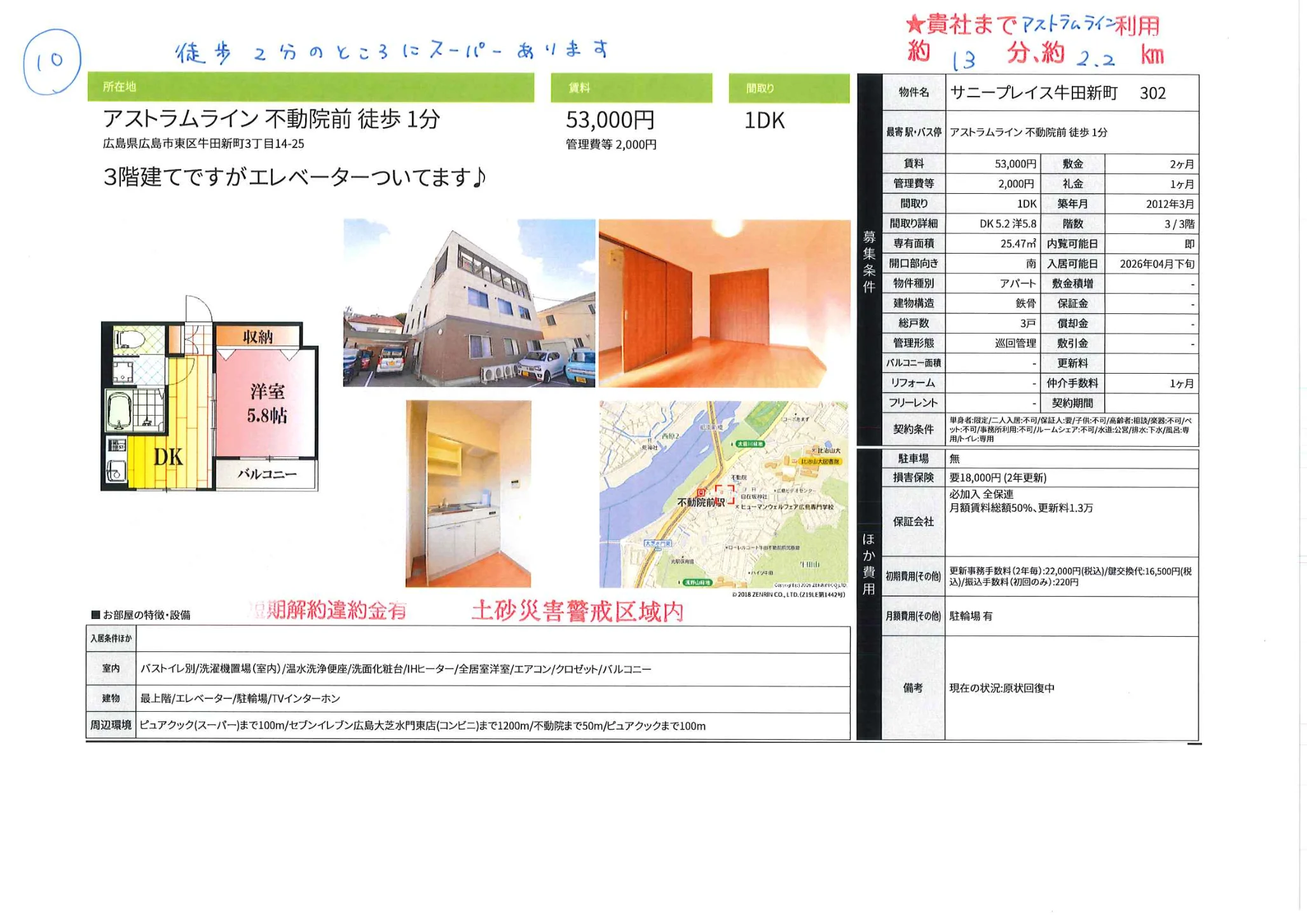サニープレイス牛田新町 302号 0