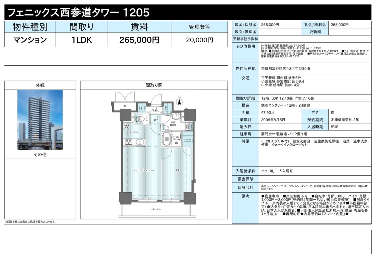 1-Bedroom Condo Near Station in Motoyoyogicho 10