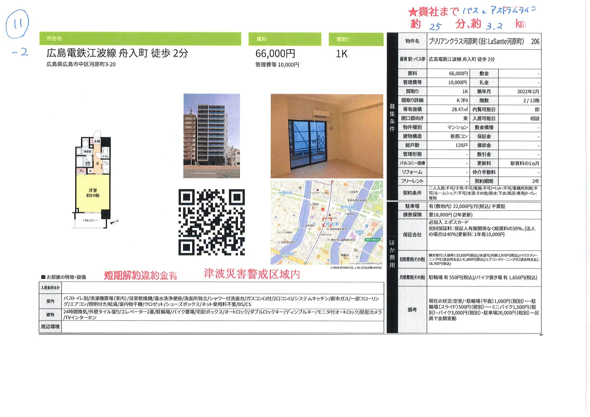 ブリリアンクラス河原町(旧:LaSante河原町) 206 206 0