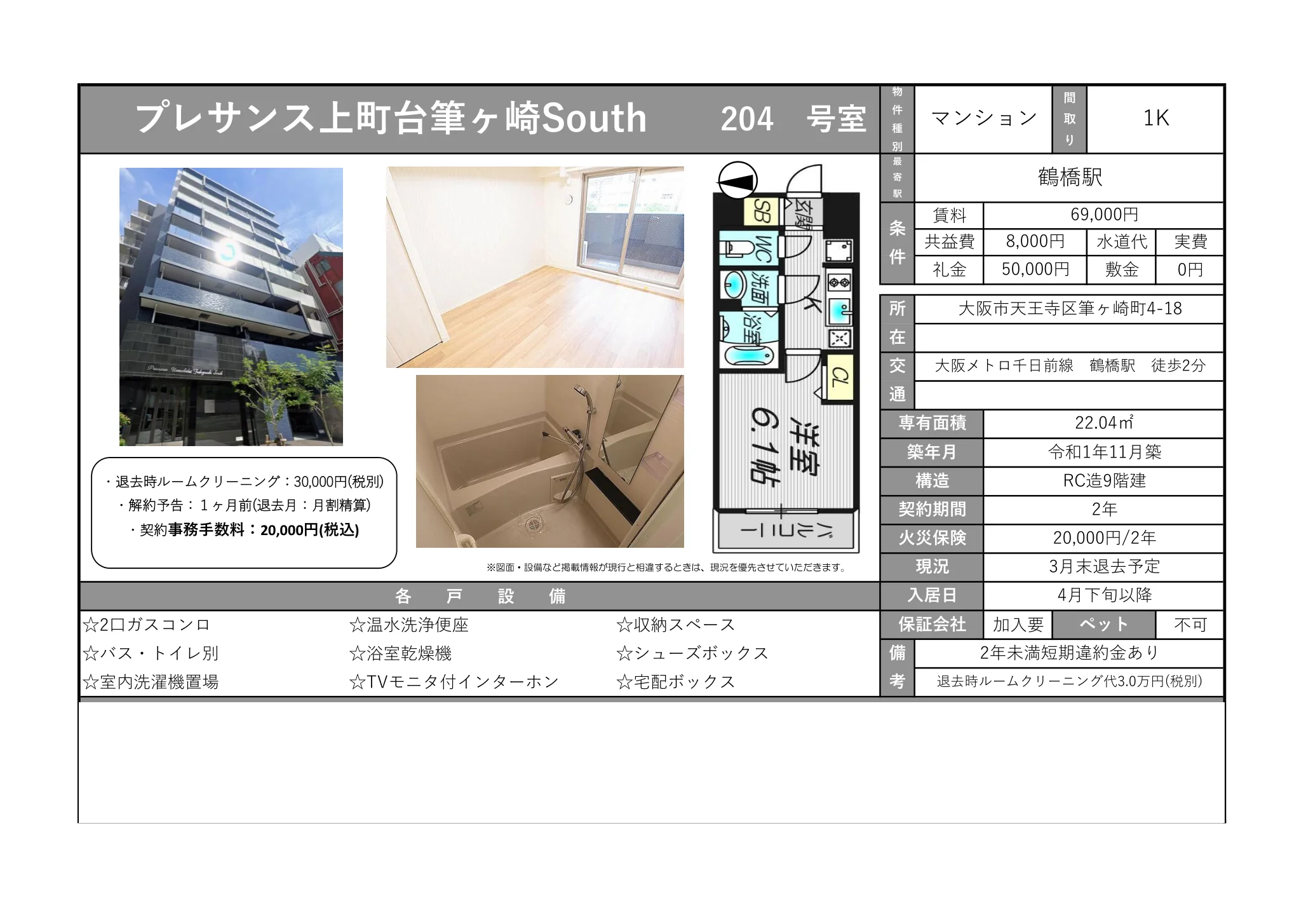 プレサンス上町台筆ヶ崎South 204号 0