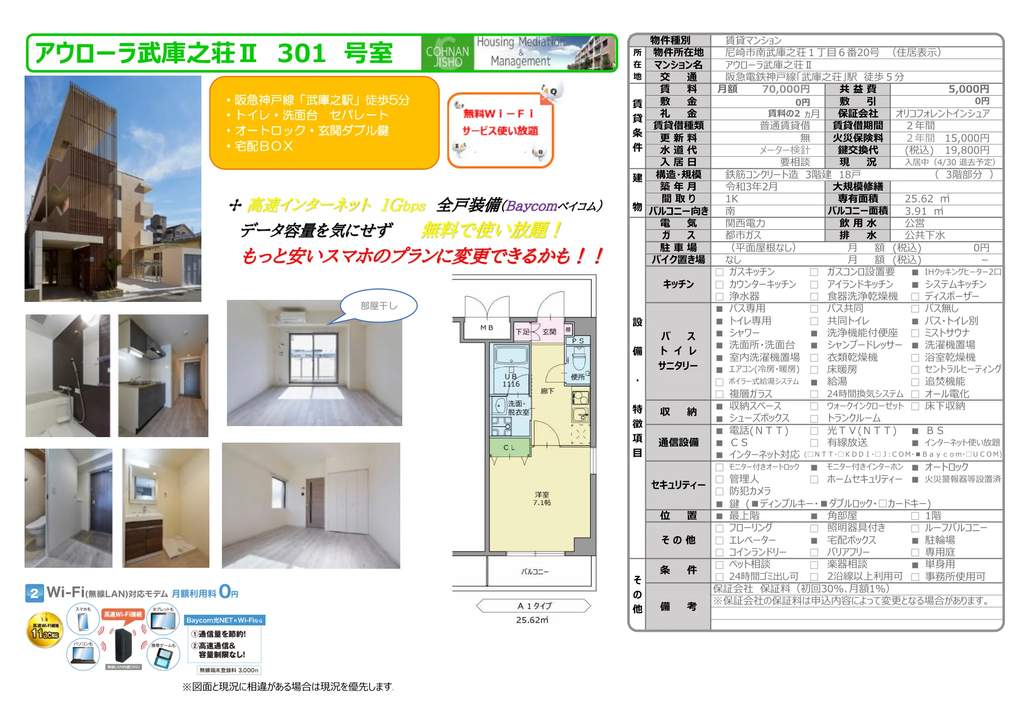 アウローラ武庫之荘Ⅱ 301号 0