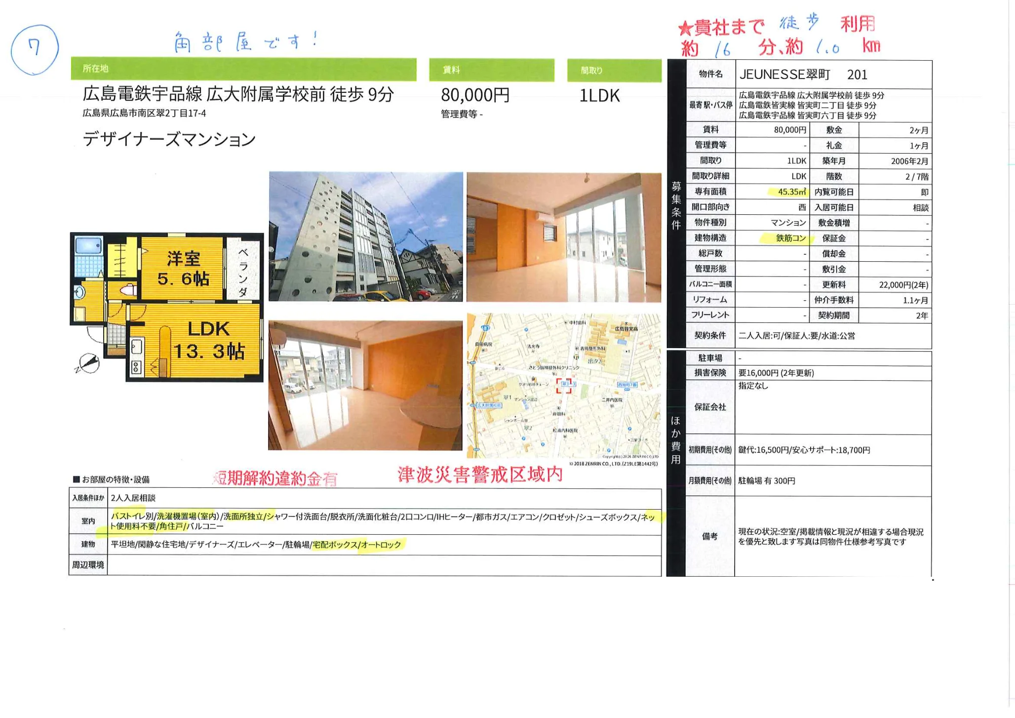 JEUNESSE翠町 201 201号 0