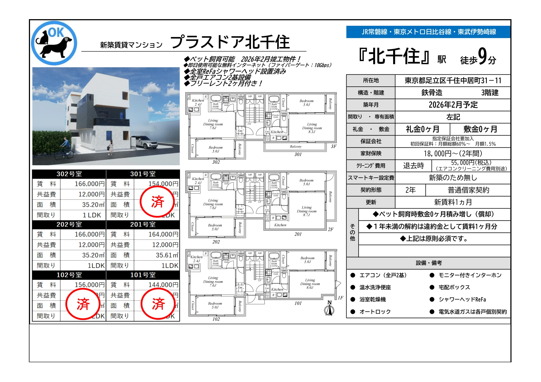 プラスドア北千住 302号 0