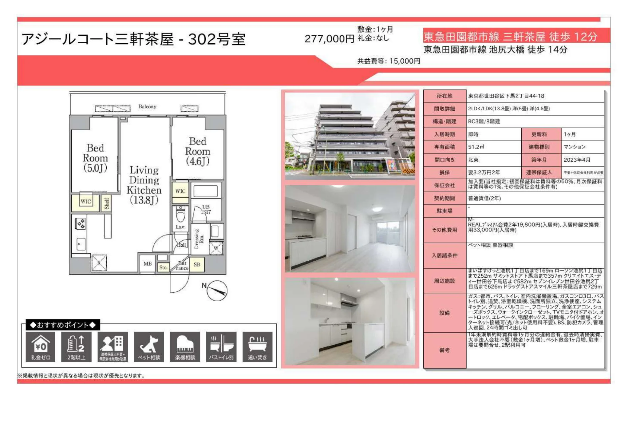 アジールコート三軒茶屋-302号室 302号 0