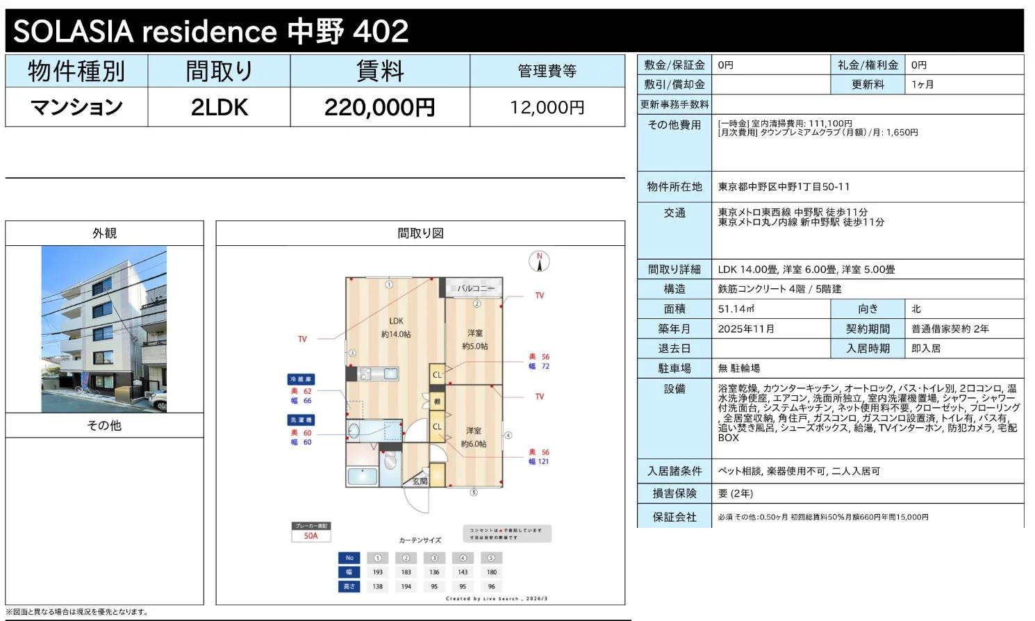 SOLASIA residence 中野 402 402 0