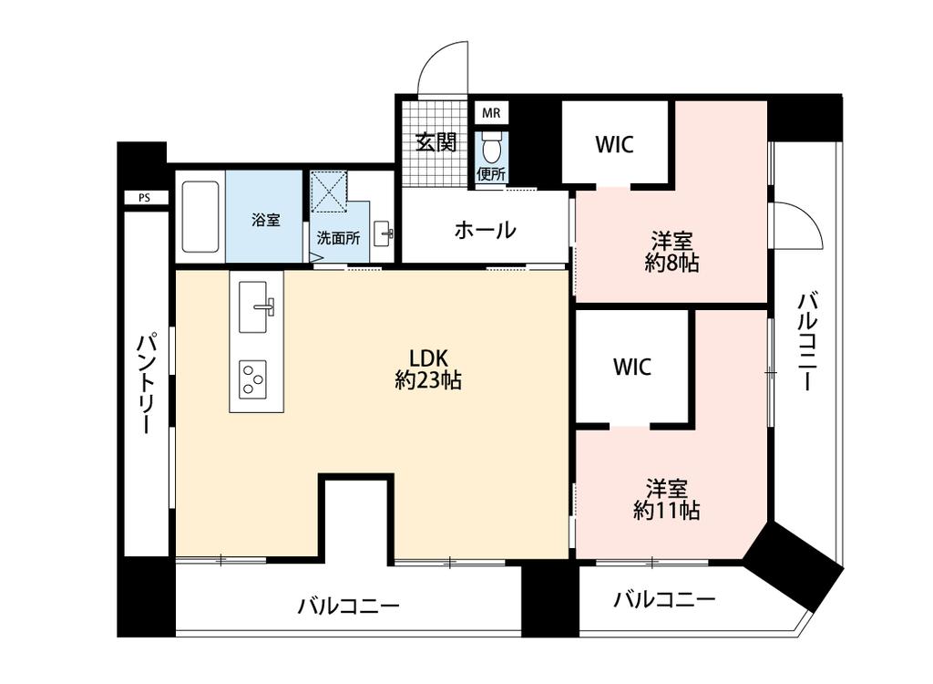 2-Bedroom Condo Near Station in Kitahorie 1