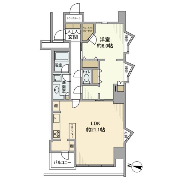 1-Bedroom Condo in Konan shinagawaintashiteic-to(chika 1